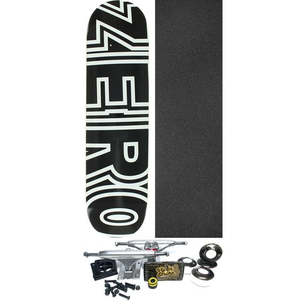 Zero Skateboards Bold Black / White Skateboard Deck - 7.75" x 31.3" - Complete Skateboard Bundle